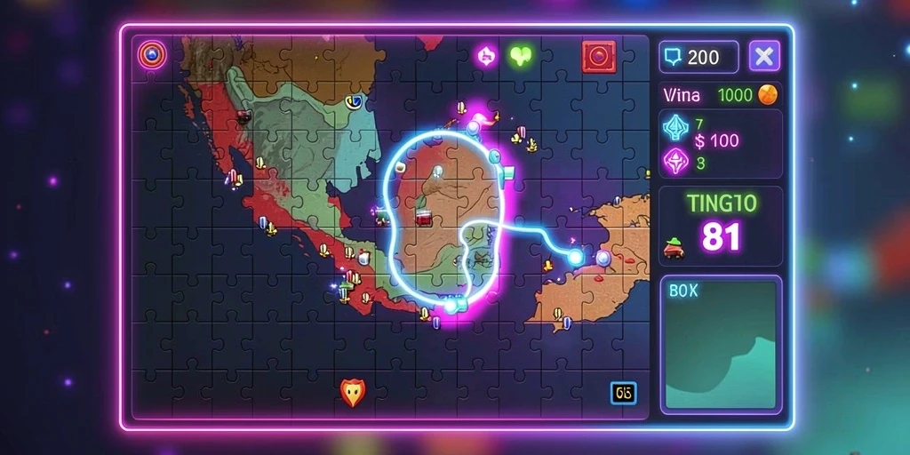 Lingkungan pulau yang kaya akan detail dan warna.